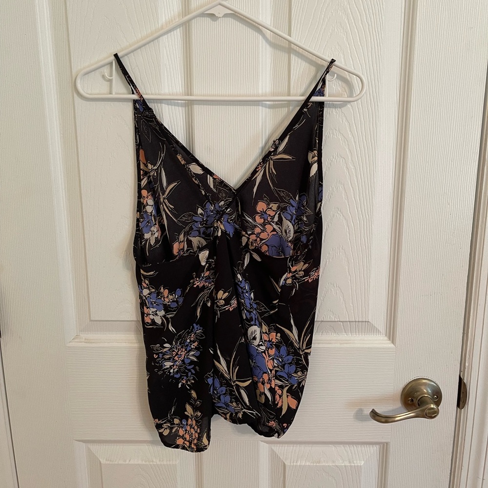 Silky Floral Blouse Tank Top M